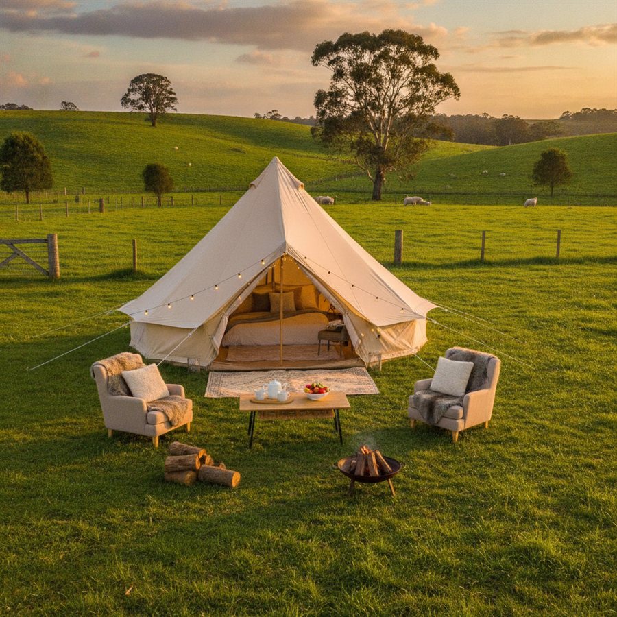 Bell tent glamping in the paddocks